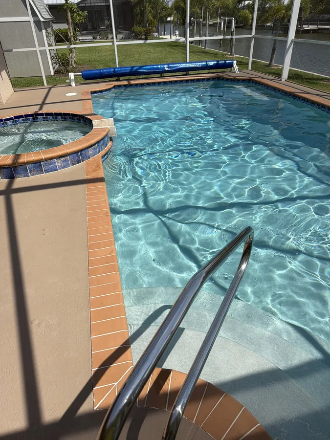 Crystal clear pool water maintained by Tif's Pool Care in Port Charlotte