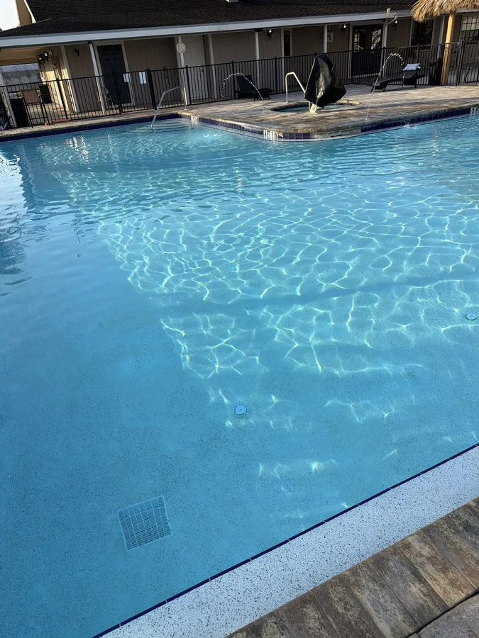 Pool deck and pool after professional cleaning service in Englewood, FL